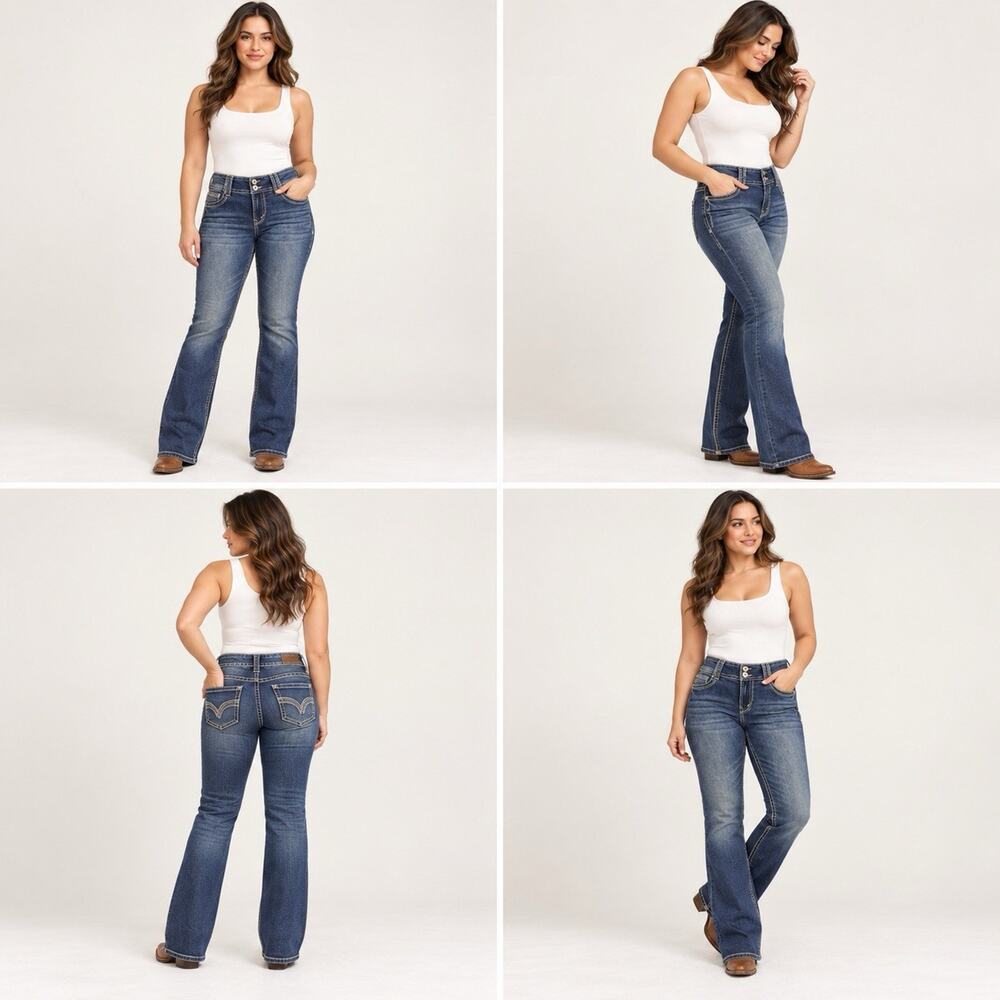 WallFlower Luscious Curvy Bootcut Jeans Juniors 9/29 Long Blue Dark Wash NWT
